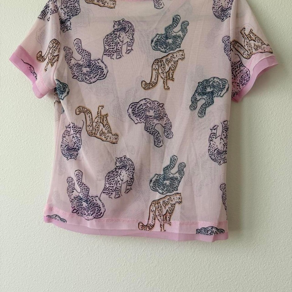 Pink leopard print mesh top - Picture 4 of 4